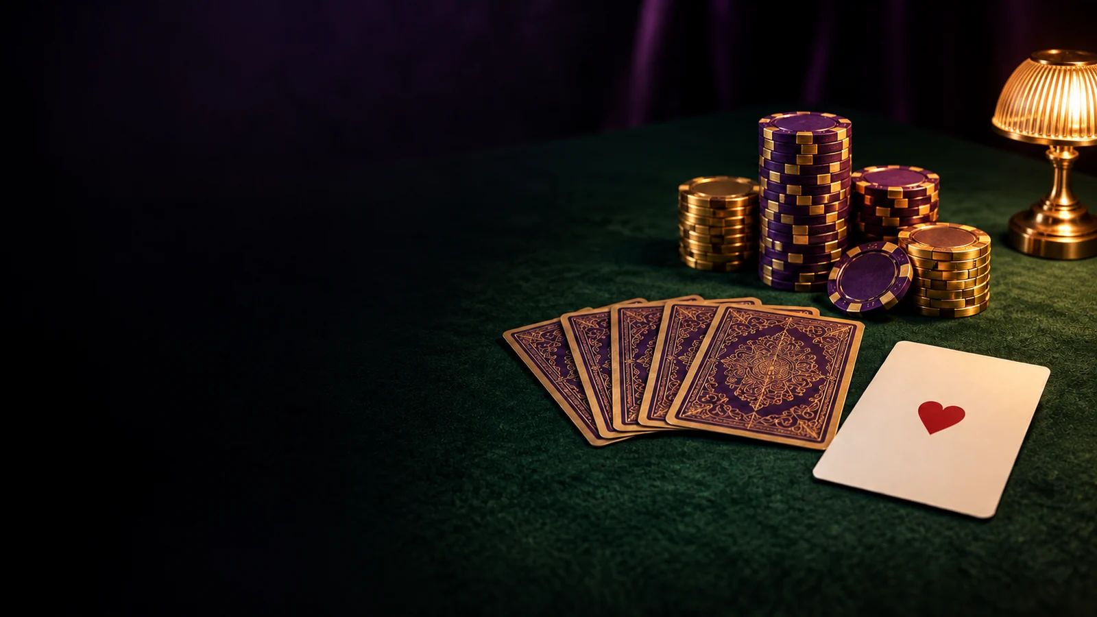 Chips and fanned playing cards on green felt, symbolising choosing between pokies