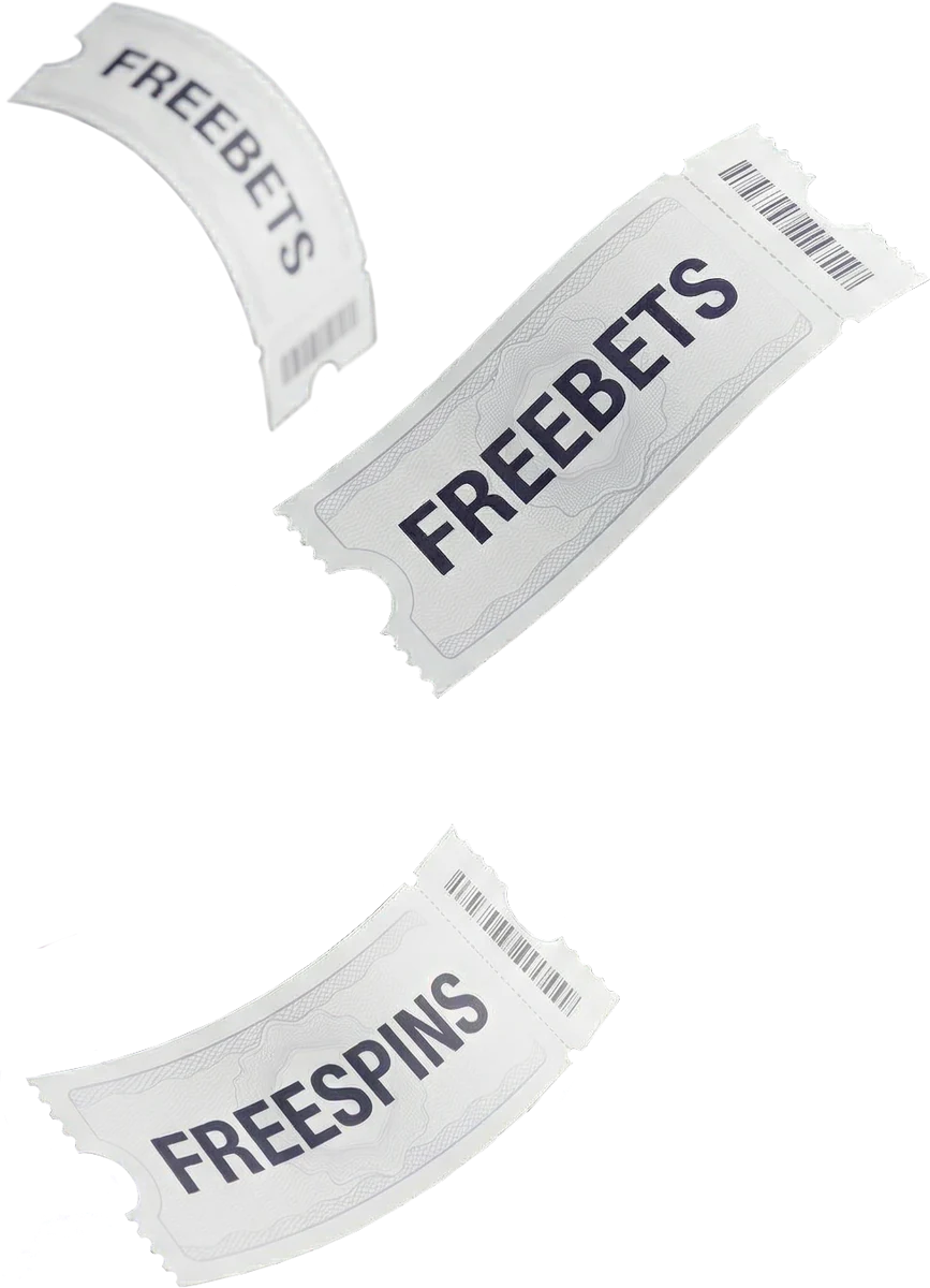 Paper tickets marked freebets and freespins